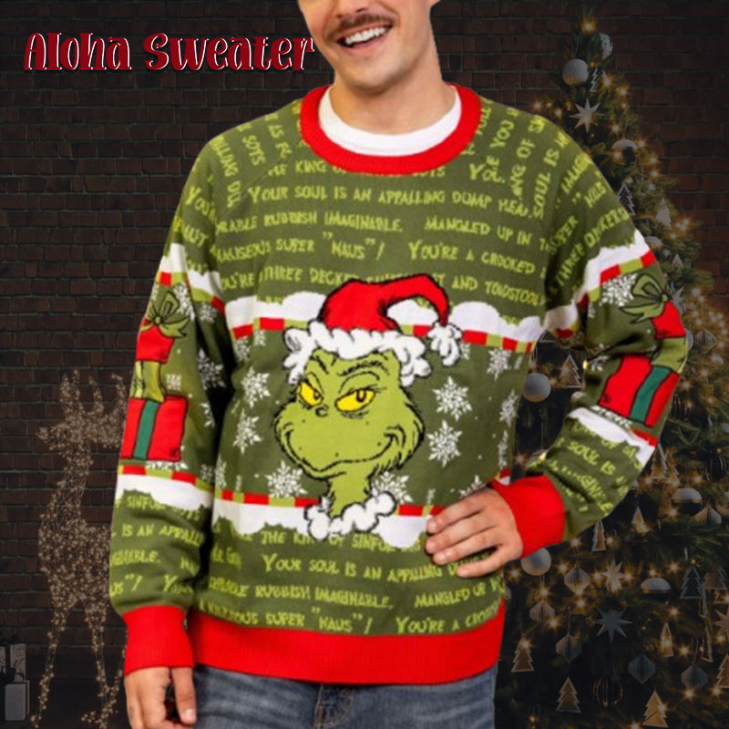 Adult You Re A Mean One Mr. Grinch Sweater Ugly Christmas Sweater