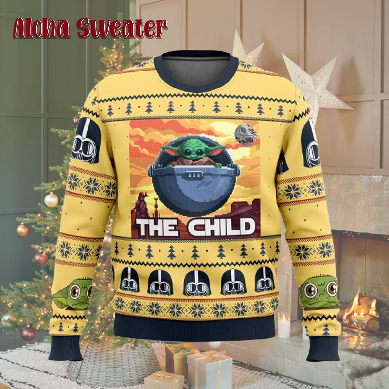 Baby Yoda The Child Is Flying Mandalorion Star Wars Christmas Ugly Christmas Sweater