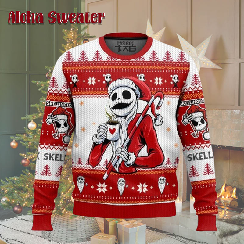 Christmas Coffee Jack Skellington Ugly Christmas Sweater