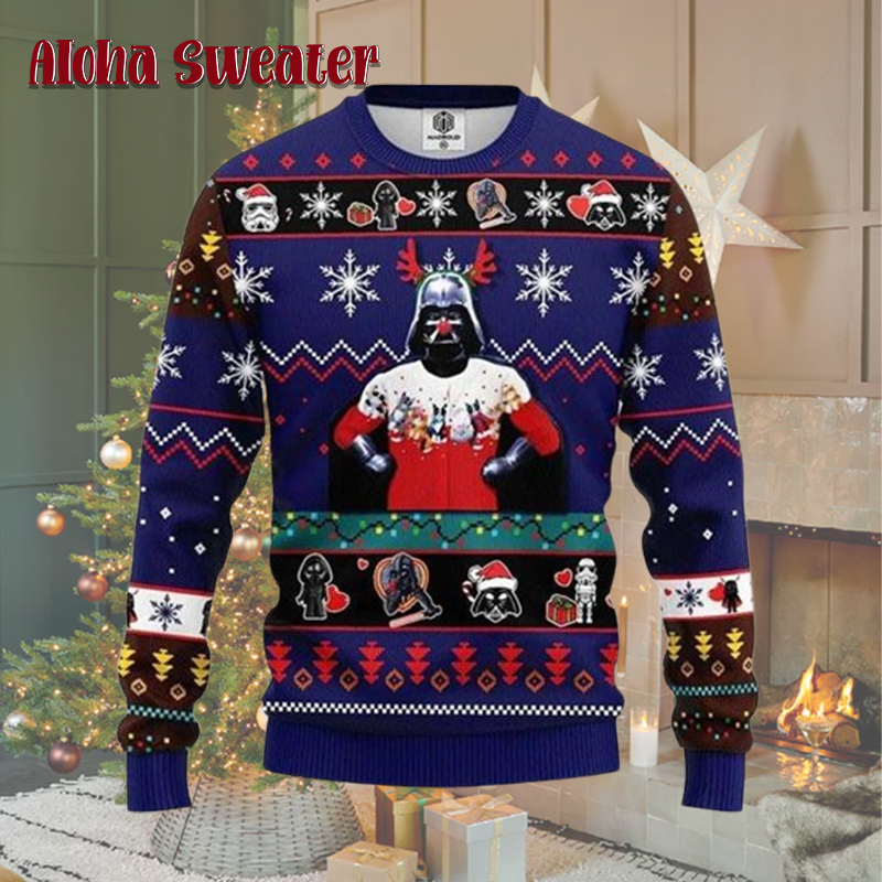 Funny Reindeer Darth Vader Xmas Star Wars Ugly Christmas Sweater