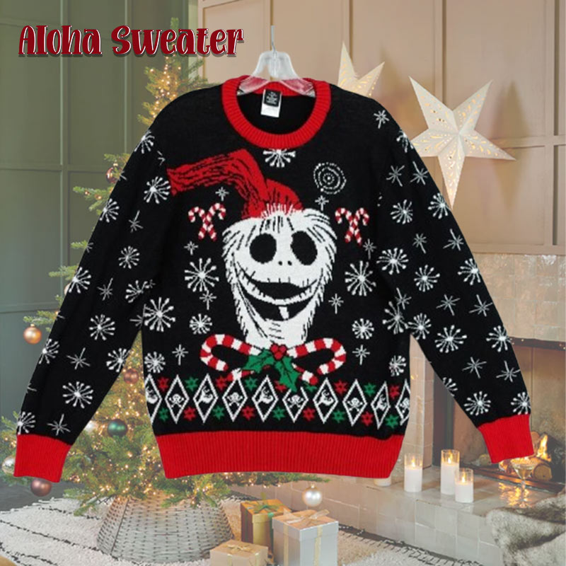 Grinch And Jack Skellington Scary Nightmare Christmas Ugly Christmas Sweater