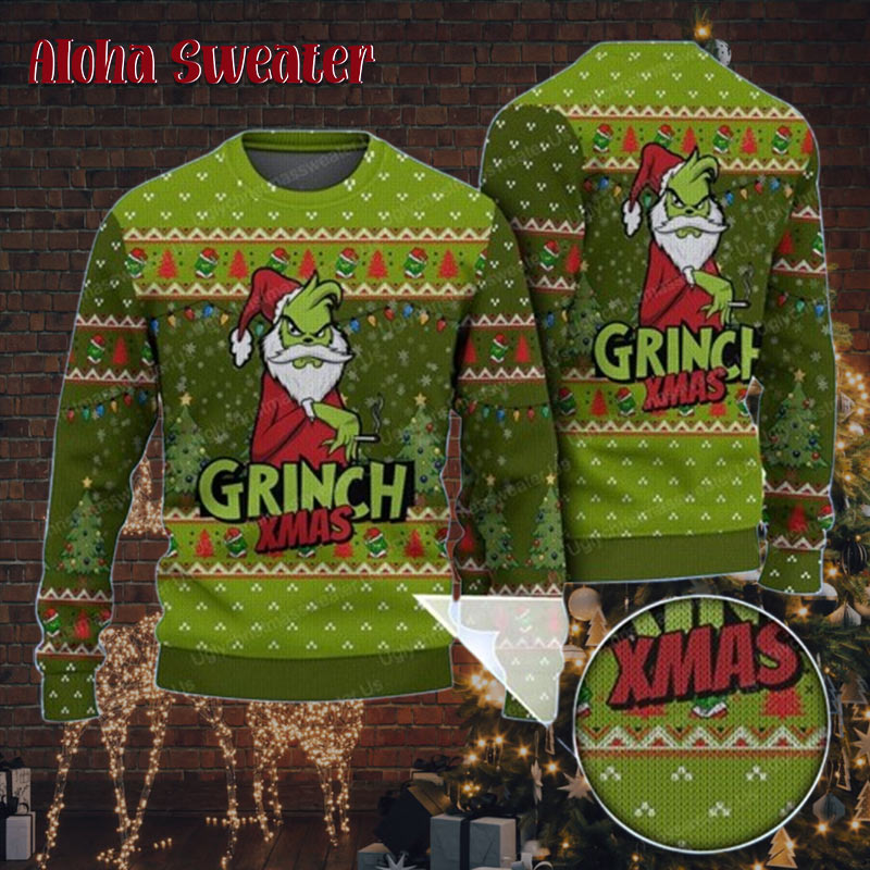 Grinch Cosplay Santa I Love Christmas Holiday Xmas Ugly Christmas Sweater