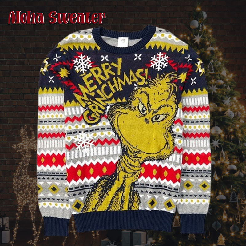 Grinch Long Sleeve Peeking Grinch Ugly Christmas Sweater