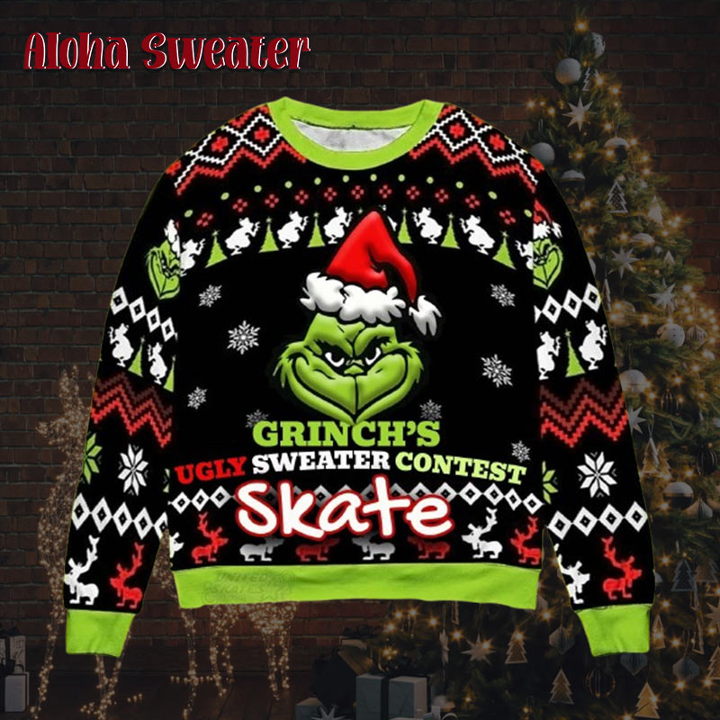 Grinch Ugly Sweater Skate Contest Ugly Christmas Sweater