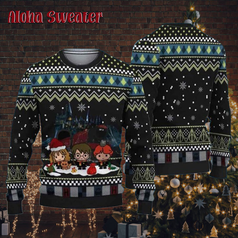 Harry Friends Potter Holiday Pattern Ugly Christmas Sweater