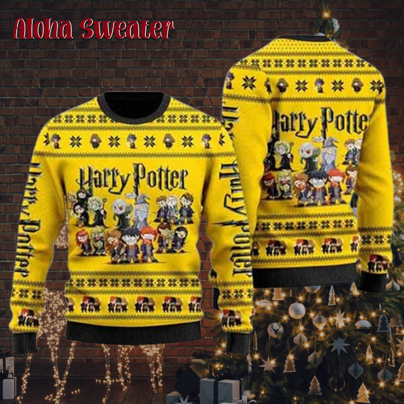 Harry Potter Cute Chibi Characters 2023 Ugly Christmas Holiday Pattern Ugly Christmas Sweater