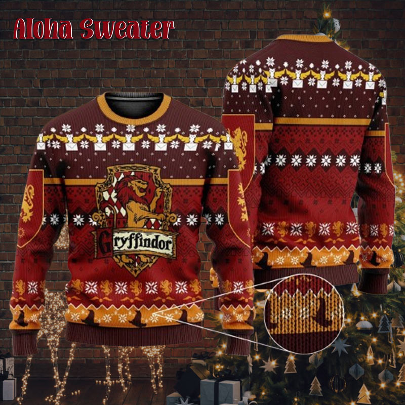 Harry Potter Gryffindor Crest Holiday Pattern Ugly Christmas Sweater