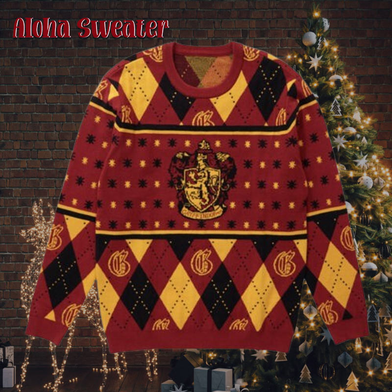 Harry Potter Gryffindor Crossed Pattern Ugly Christmas Sweater