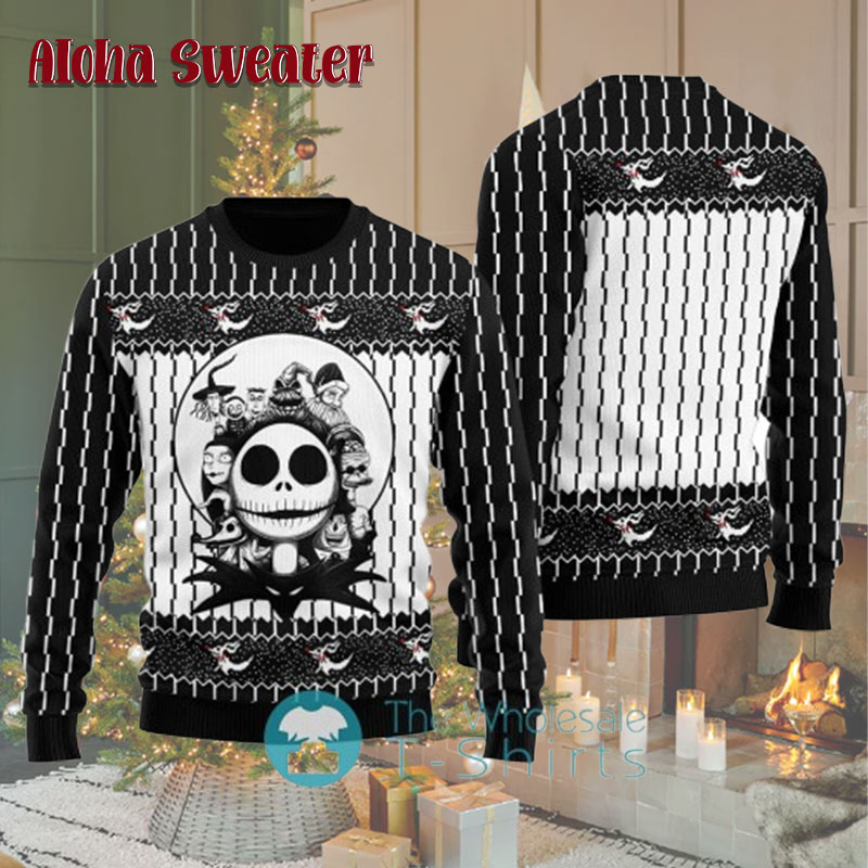 Jack And Friends Nightmare Before Christmas Black Ugly Christmas Sweater