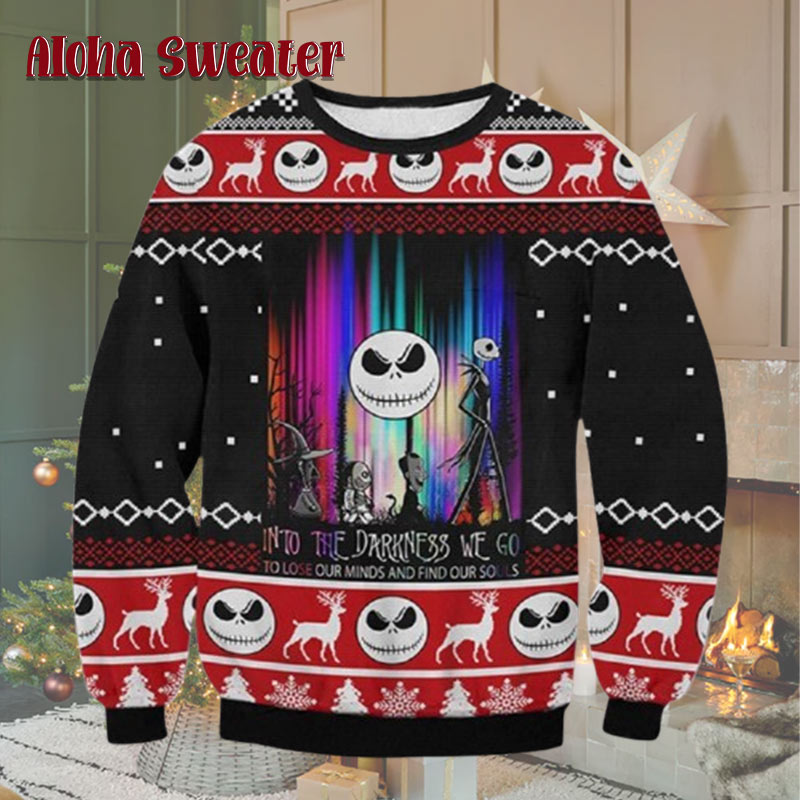 Jack Skelington Rainbow Pattern The Nightmare Before Christmas Ugly Christmas Sweater