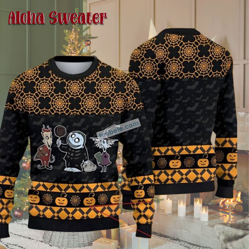 Jack Skellington Sally Lock Shock And Barrel Nightmare Before Christmas Ugly Christmas Sweater