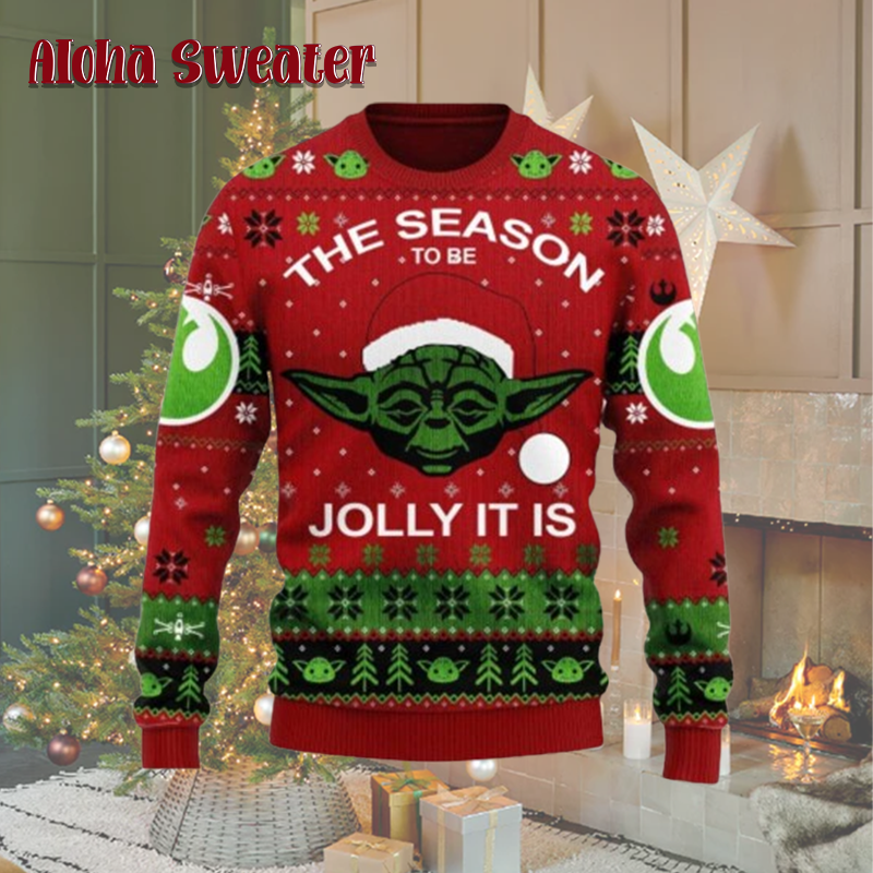 Jolly It Is Star Wars Yoda Ugly Christmas Sweater