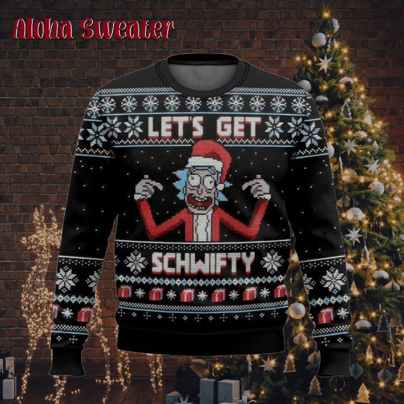 Let’s Get Schwifty Rick An Holiday Pattern Ugly Christmas Sweater
