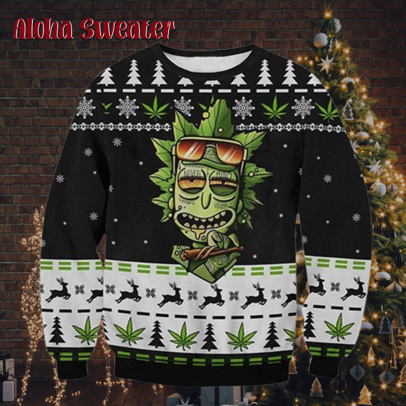 Marijuana Rick Ugly Christmas Holiday Pattern Ugly Christmas Sweater