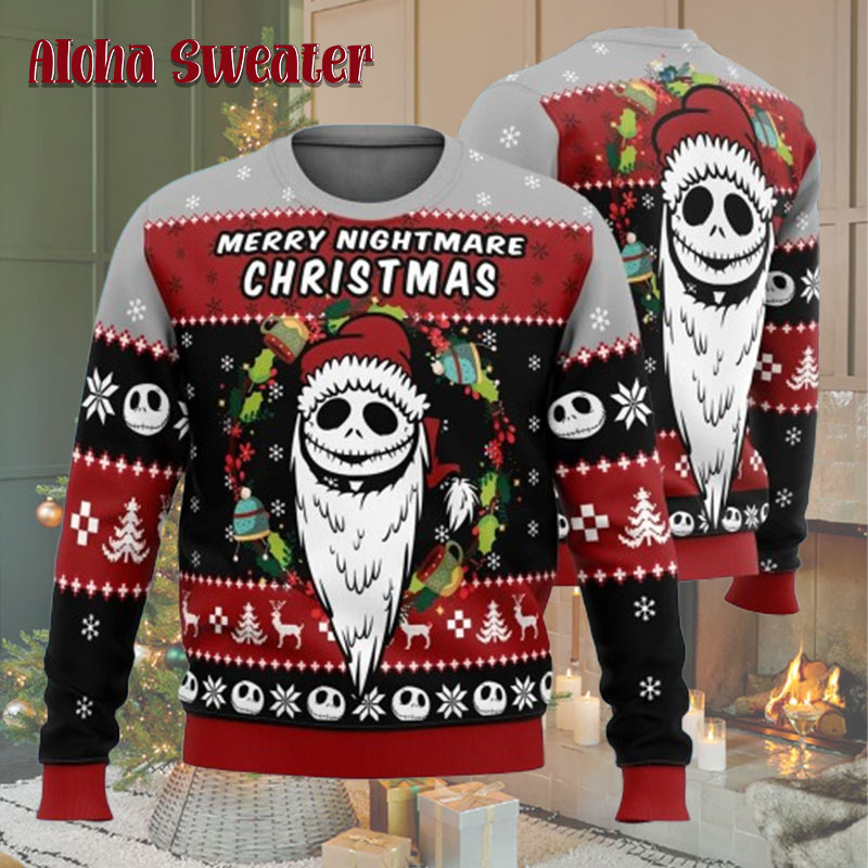 Merry Nightmare From Jack Skellington The Nightmare Before Christmas Ugly Christmas Sweater