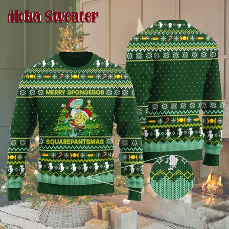 Merry Spongebob Squarepants Funny Forest Ugly Christmas Sweater