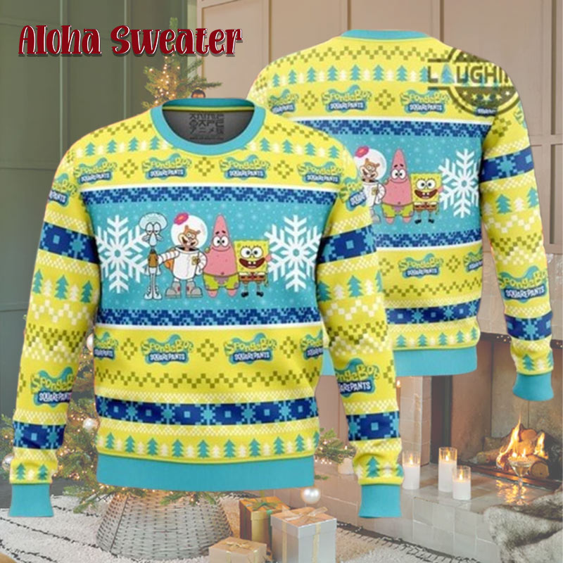 Patrick Star Krabby Spongebob And Sandy Cheeks Ugly Christmas Sweater