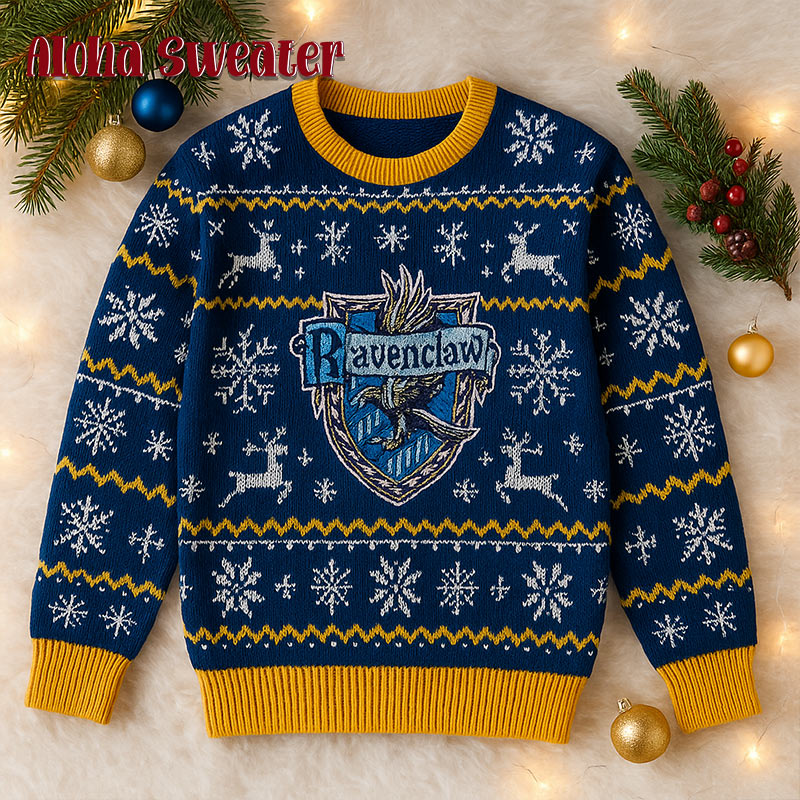 Ravenclaw Snow Pattern Xmas Ugly Christmas Sweater