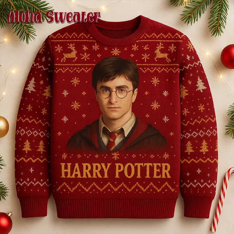 Red Pattern Gryffindor Harry Potter Ugly Christmas Sweater