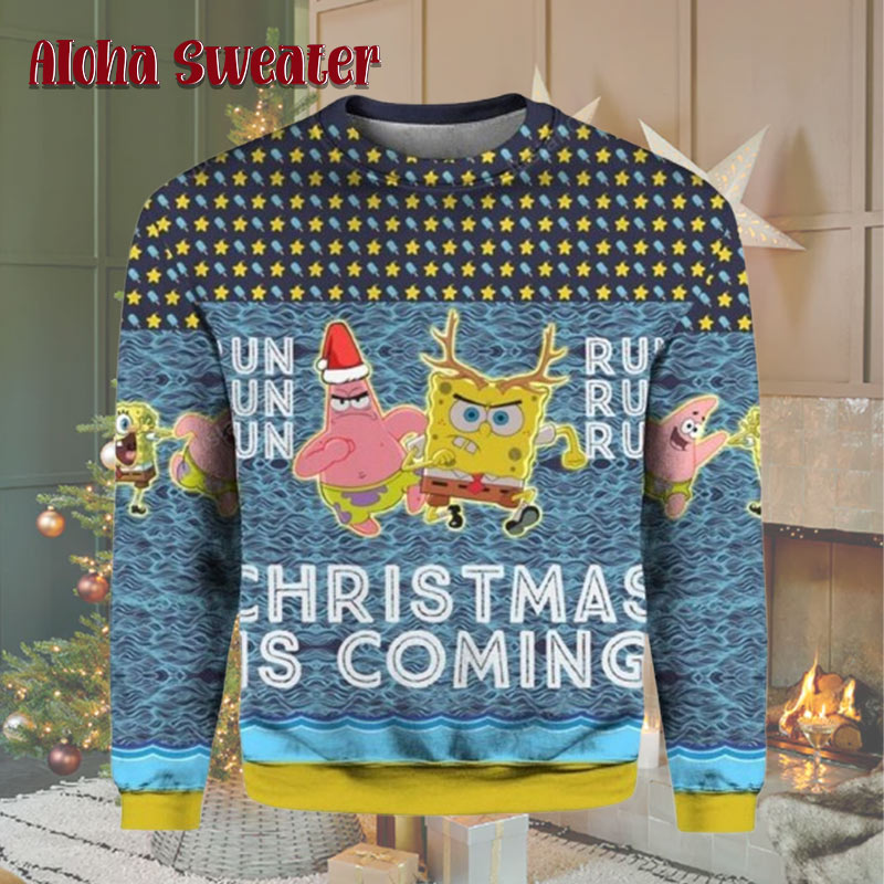 Spongebob Snowflex Retro Colored Ugly Christmas Sweater