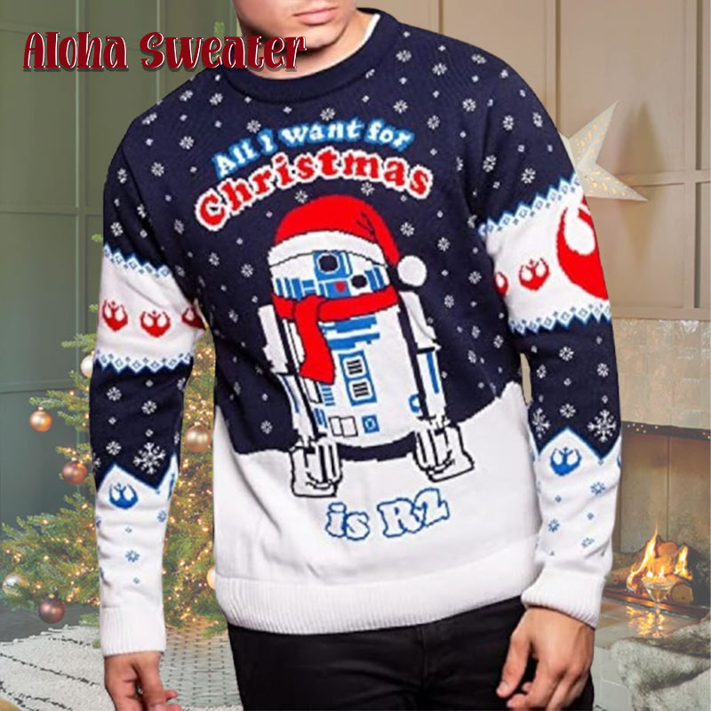 Star Wars R2 D2 Playing In Snow Ugly Christmas Sweater