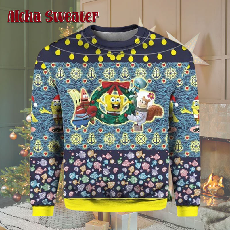 The Anchor Spongebob Christmas Gifts Ugly Christmas Sweater