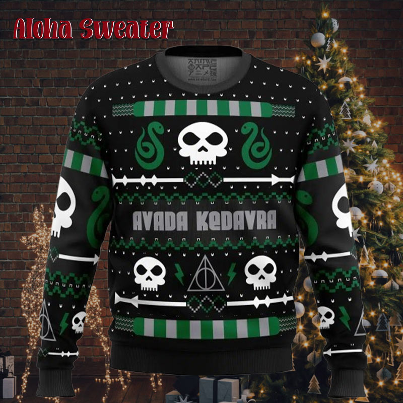 The Dark Sweater Harry Potter Holiday Pattern Ugly Christmas Sweater