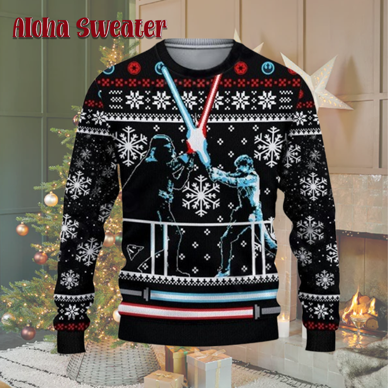 The Fight Of Darth Vader And Luke Skywalker Ugly Christmas Sweater