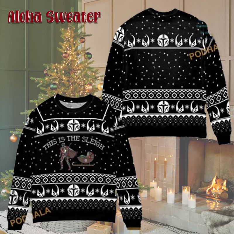 The Galaxy Pattern Bg Star Wars Sleigh Christmas 3d Ugly Christmas Sweater