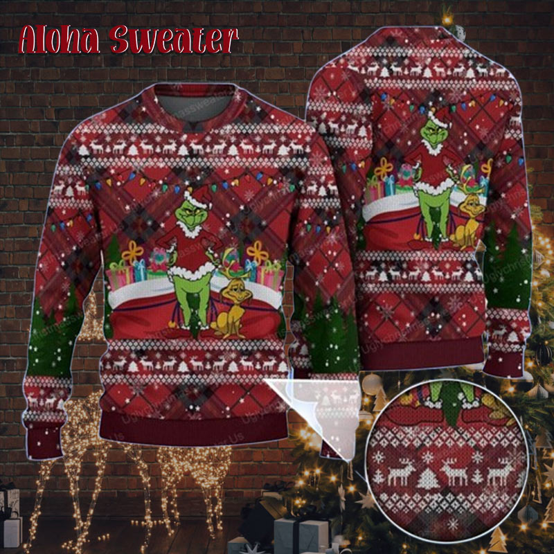 The Grinch And Max Dog Red Ugly Christmas Sweater