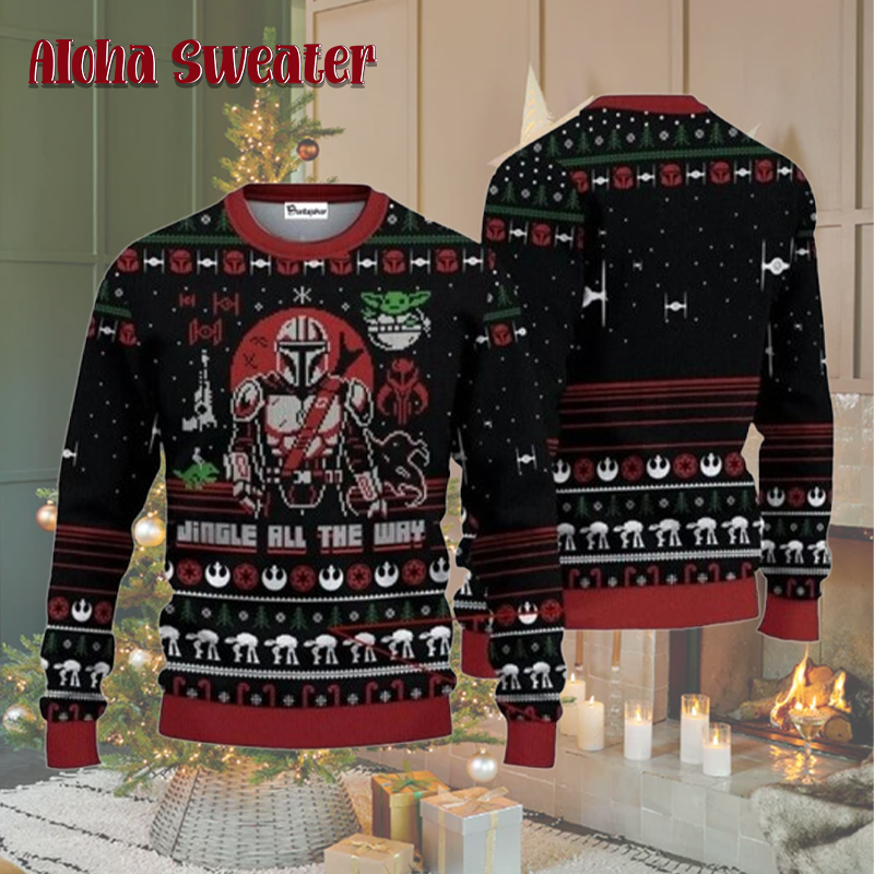 The Mandalorian Santalorian And Baby Yoda Ugly Christmas Sweater
