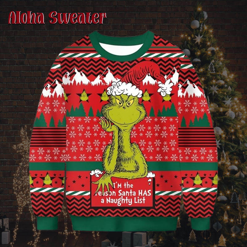 The Reasons Santa Has The Naughty List Grinch Ugly Christmas Sweater