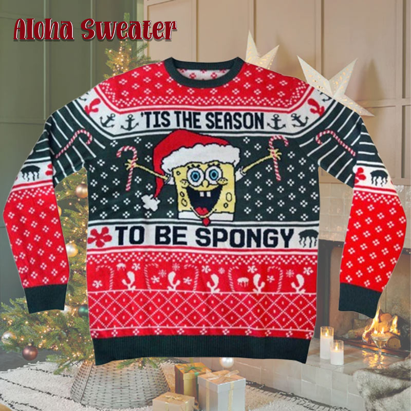 The Season To Be Spongy Spongebob Ugly Christmas Sweater