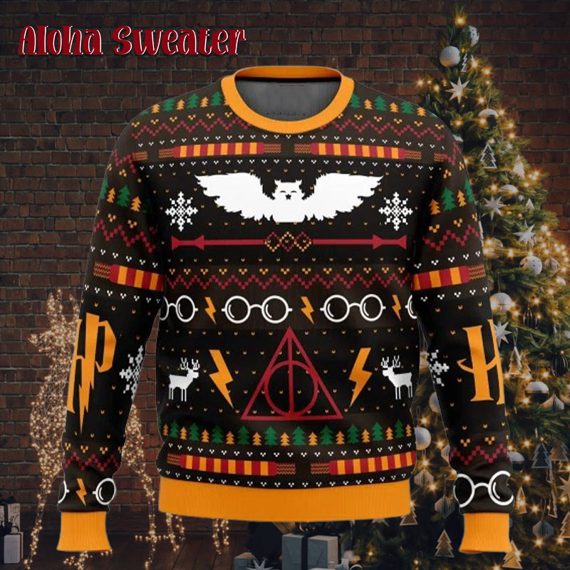 The Sweater That Lived Harry Potter Holiday Pattern Ugly Christmas Sweater