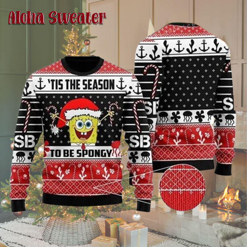 Tis The Season To Be Spongy Ugly Christmas Sweater