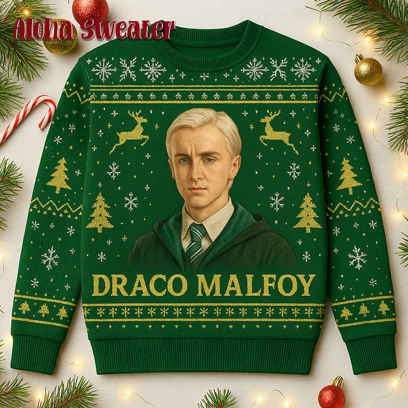 Tom The Best Draco Malfoy Slytherin Harry Potter Ugly Christmas Sweater