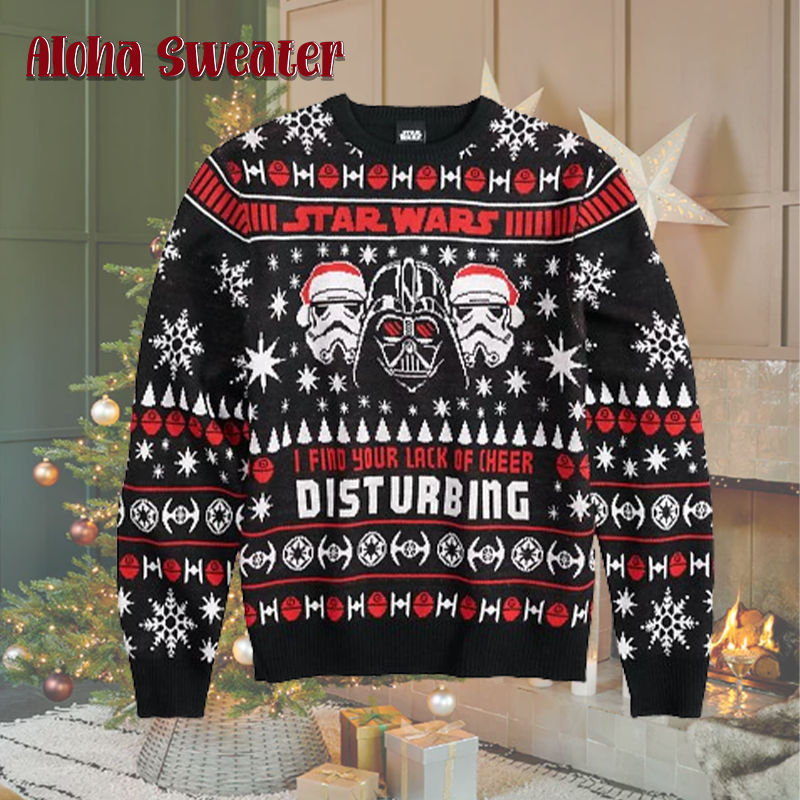 Vintage Star Wars Weater Holiday Fun Party Ugly Christmas Sweater