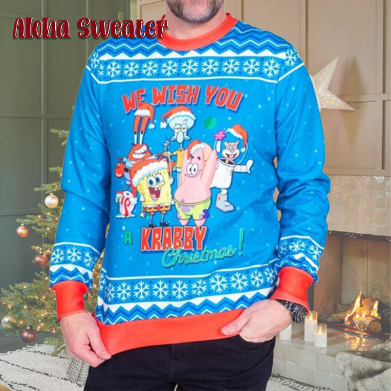 We Wish You A Krabby Spongebob Squarepants Ugly Christmas Sweater