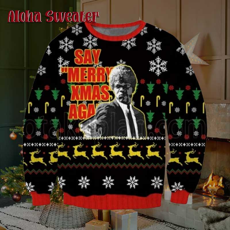 Again Pulp Fiction 3d Printed Ugly Christmas Sweater