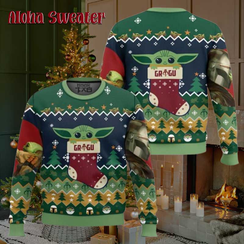 Away On A Razorcrest Baby Yoda Grogu Ugly Christmas Sweater