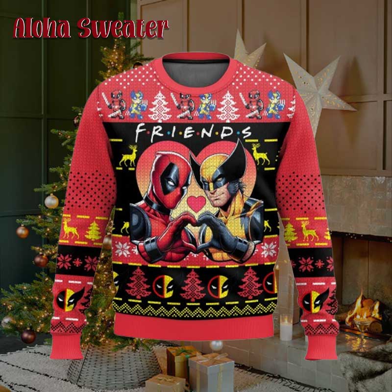 Best Friend Forever Deadpool Wolverine Ugly Christmas Sweater