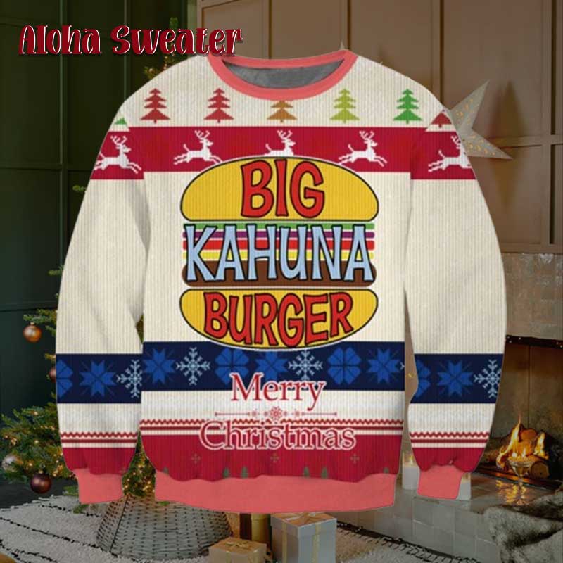 Big Big Kahuna Burger Pulp Fiction Ugly Christmas Sweater Big Big Kahuna Burger Pulp Fiction Ugly Christmas Sweater