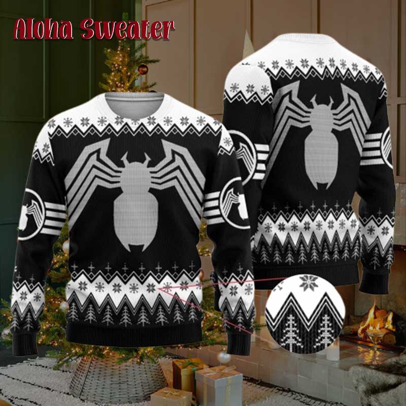 Black And White Marvel Spider Man Ugly Christmas Sweater