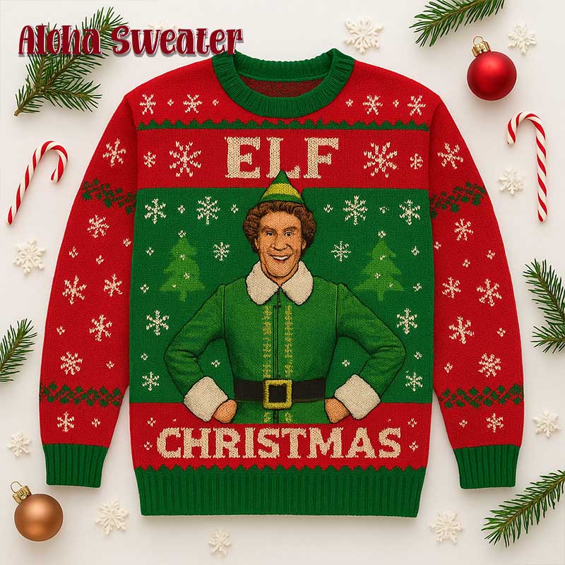 Cartoon Art Buddy The Elf Ugly Christmas Sweater