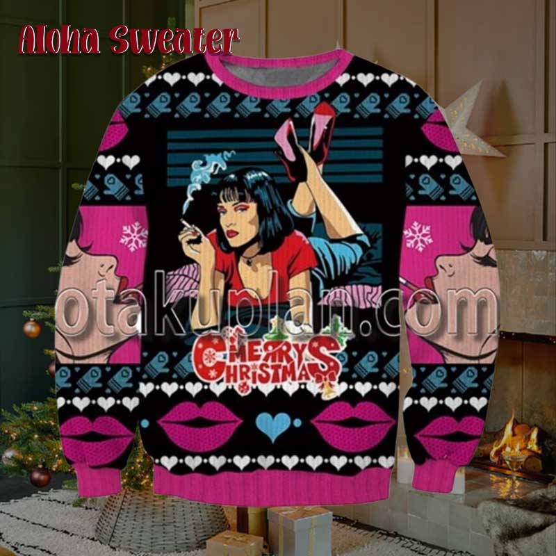 Cherry Christmas Pulp Fiction Ugly Christmas Sweater