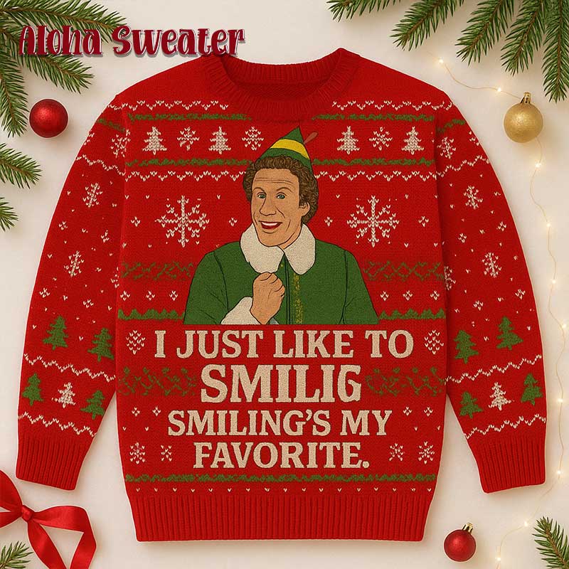 Smiling is My Favorite Buddy The Elf Ugly Christmas Sweater