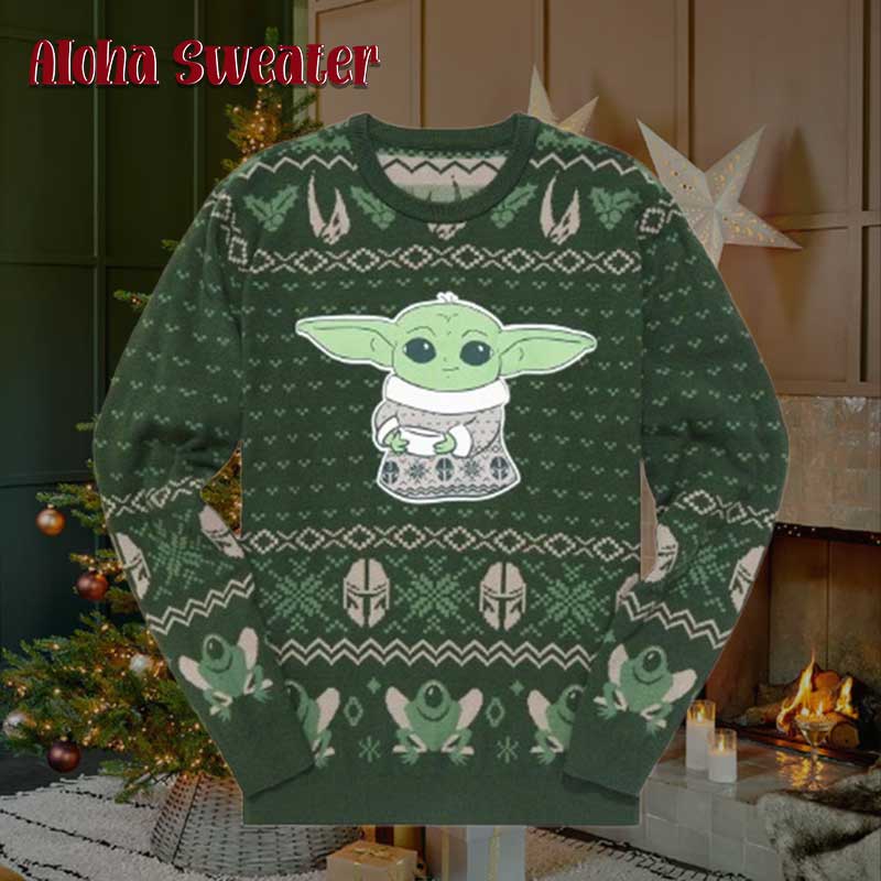 Comic Version Baby Yoda Ugly Christmas Sweater