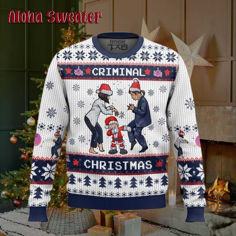 Criminal Dancing Pulp Fiction Ugly Christmas Sweater