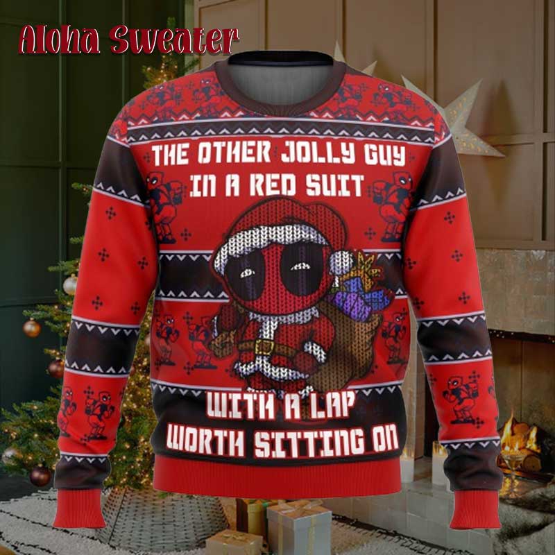 Deadpool Jolly Red Guy Ugly Christmas Sweater