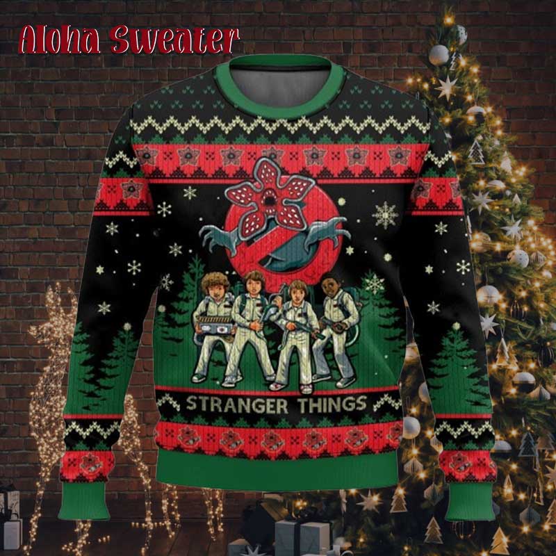 Demogorgon Stranger Things Ghostbuster Ugly Christmas Sweater